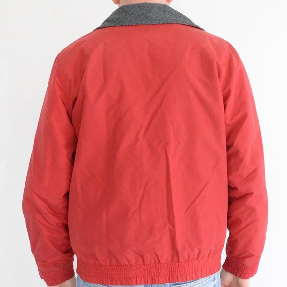 Vintage 90'S Brooks Red With Gray Fleece Liner Bomber Style  Jacket - Picture 4 of 13